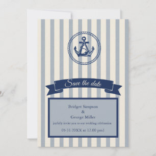 blaue Anker-Streifen maritime Hochzeit am Traumzie Einladung