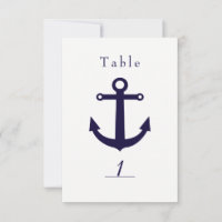 Blaue Ankerkarte und weiße Tischnummer
