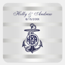 Blaue Ankersilber, weißes Navy Circle Monogram 33