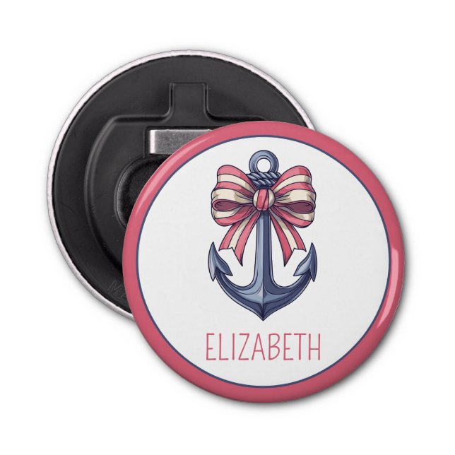 Blaue Ankerstange mit rotem und weißem Streifen Flaschenöffner (Vorderseite)