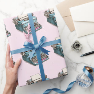 Blaue Antik-Schreibmaschine – Vintage-Schreibtisch Geschenkpapier