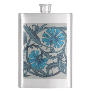Blaue antike Blumenkunst rustikale Fliesendekorati Flachmann
