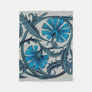 Blaue antike Blumenkunst rustikale Fliesendekorati Fleecedecke