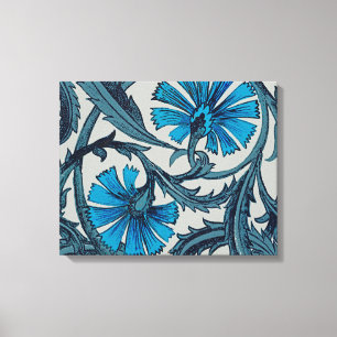 Blaue antike Blumenkunst rustikale Fliesendekorati Leinwanddruck