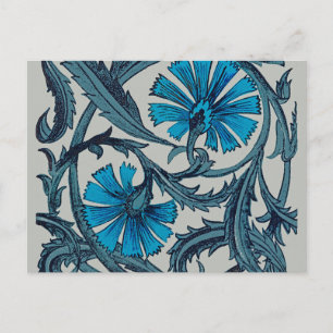 Blaue antike Blumenkunst rustikale Fliesendekorati Postkarte