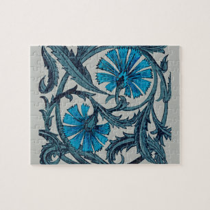 Blaue antike Blumenkunst rustikale Fliesendekorati Puzzle