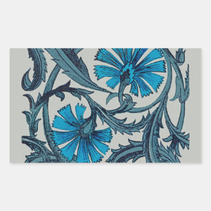 Blaue antike Blumenkunst rustikale Fliesendekorati Rechteckiger Aufkleber