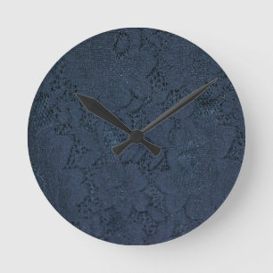 Blaue Antikspitze Runde Wanduhr