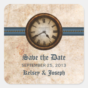 Blaue Antiquität Save the Date Aufkleber