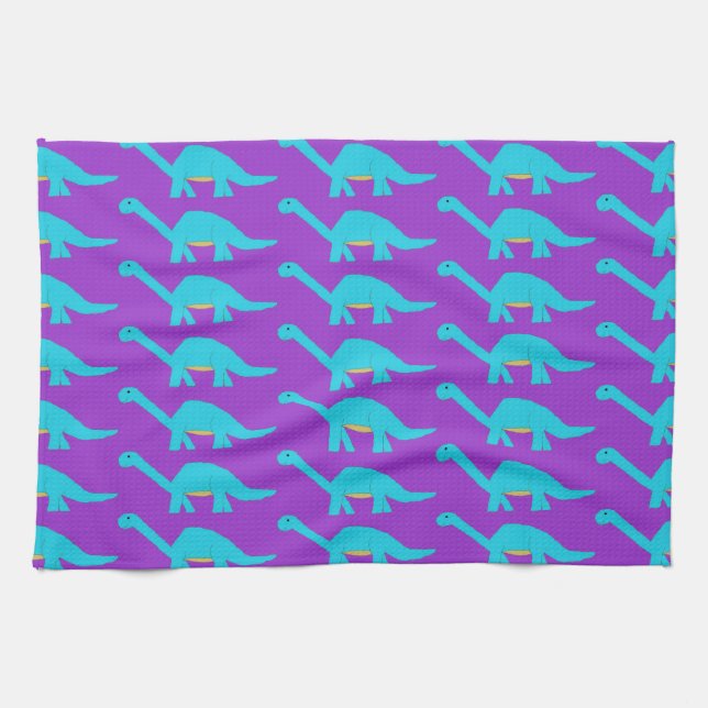 Blaue Apatosaurier zieht Handtuch. Handtuch (Horizontal)