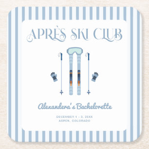 Blaue Après-Ski-Junggesellinnenparty Rechteckiger Pappuntersetzer
