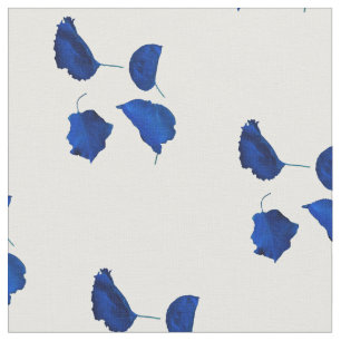 Blaue Aprikosenblätter-Muster Stoff