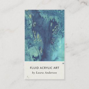 BLAUE AQUA AQUAMARIN FLUT ACRYLIC RESIN ART ARTIST VISITENKARTE