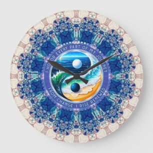 Blaue Aqua-Balance-Erhebungsreise Bestätigung Große Wanduhr