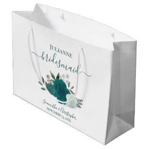 Blaue & Aqua Boho Chic Rosen Brautjungfern-Hochzei Große Geschenktüte