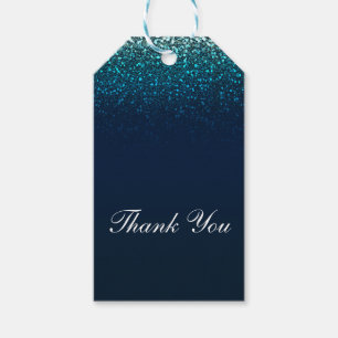 Blaue Aqua-Marine Glitter Funkeln Süße 16 Party Geschenkanhänger
