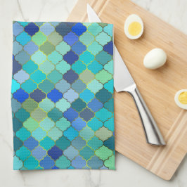Blaue Aqua-Marokkanische Mosaik Geschirrtuch