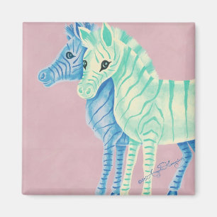 Blaue & Aquafarbene Zebras Magnet