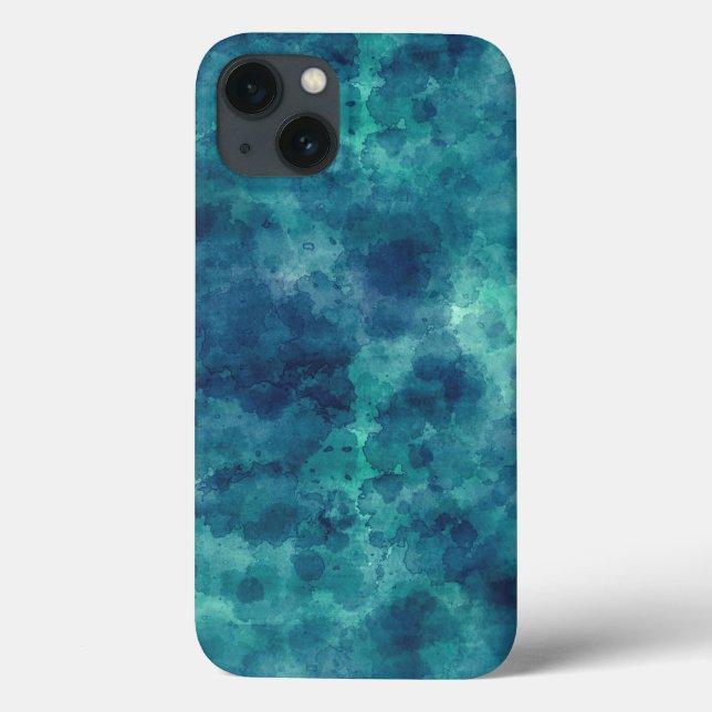 Blaue Aquamarine Aquarellabstraktion Case-Mate iPhone Hülle (Rückseite)