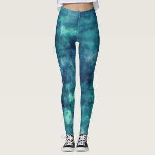Blaue Aquamarine Aquarellabstraktion Leggings