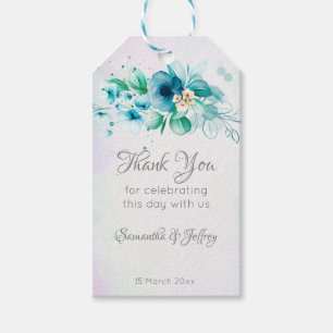 Blaue aquamarine grüne Blume Blumengeschenke für H Geschenkanhänger