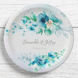Blaue aquamarine grüne Blume Pappteller<br><div class="desc">Blaue aquamarine grüne Blume Blumengeschenke personalisierte Papier Teller,  kalte Töne,  schön für Winterzeitveranstaltungen.</div>
