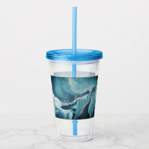 Blaue Aquamarine Marmorverkleidung Akryllischer Tu Acryltrinkbecher