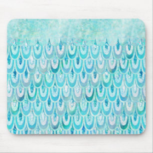 Blaue Aquamarine Shiny-Meerjungenskala Mousepad