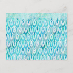 Blaue Aquamarine Shiny-Meerjungenskala Postkarte
