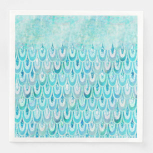 Blaue Aquamarine Shiny-Meerjungenskala Serviette