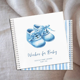 Blaue Aquarell-Baby-Schuh-Schauer-Wünsche für Baby Notizbuch