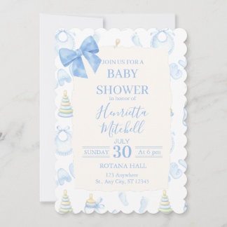 Blaue Aquarell-Baby-Shower-Einladung für einen Jun Einladung