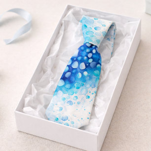 Blaue Aquarell-Blasenmuster Moderne Ozean  Krawatte