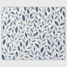 Blaue Aquarell-Blätter Botanisches Geschenkpapier