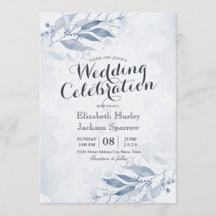 Blaue Aquarell-Blumen-Blumen Botanische Hochzeit Einladung