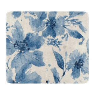 Blaue Aquarell-Blumen Botanisch Whimsical Schneidebrett
