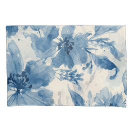 Blaue Aquarell-Blumen gemalt Botanisch Whimsical Kissenbezug