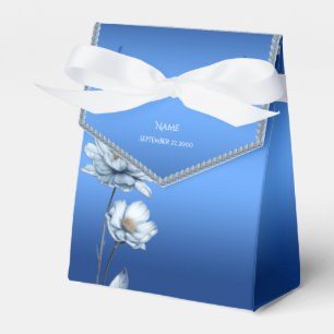 Blaue Aquarell-Blumen Geschenkbox Geschenkschachtel