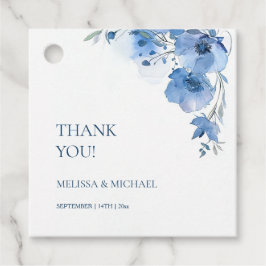 Blaue Aquarell-Blumen Hochzeit Danke Geschenkanhänger