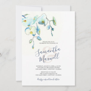Blaue Aquarell-Blumen-Hochzeitseinladungen