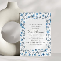 Blaue Aquarell-Blumen Hochzeitsshower