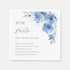 Blaue Aquarell-Blumen Interessante Fakten Hochzeit Serviette