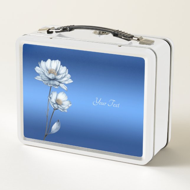 Blaue Aquarell-Blumen Lunchbox (Rückseite)