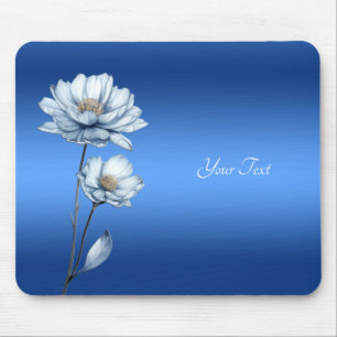 Blaue Aquarell-Blumen-Mauspad Mousepad