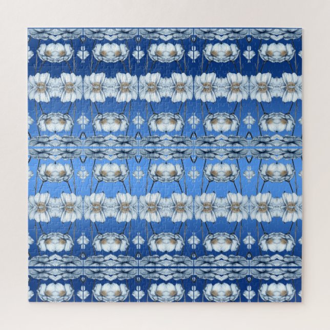 Blaue Aquarell-Blumen-Puzzle Puzzle (Vertikal)