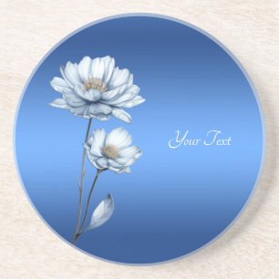 Blaue Aquarell-Blumen Sandstein-Unterlage Getränkeuntersetzer