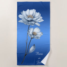 Blaue Aquarell-Blumen-Strandtuch Strandtuch