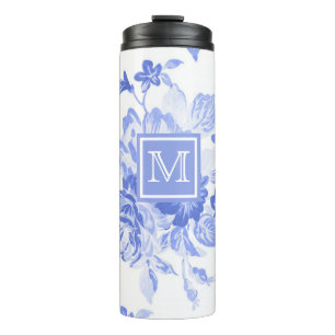 Blaue Aquarell-Blumen Thermobecher Thermosbecher