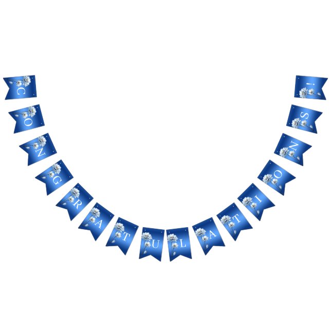 Blaue Aquarell-Blumen-Wimpel Flagge (Alle)