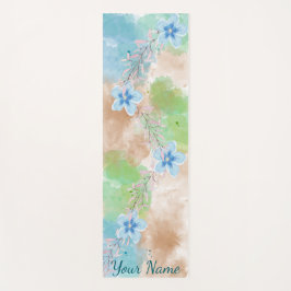 Blaue Aquarell-Blumen Yogamatte